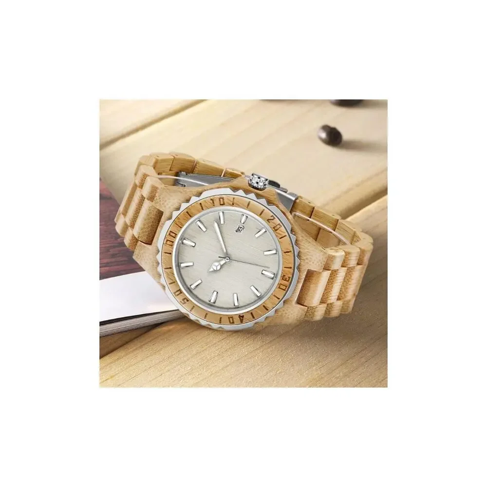 Tiong Brand Wooden Watches Mens with Handmade Colorful Bamboo Wood Watch Analog